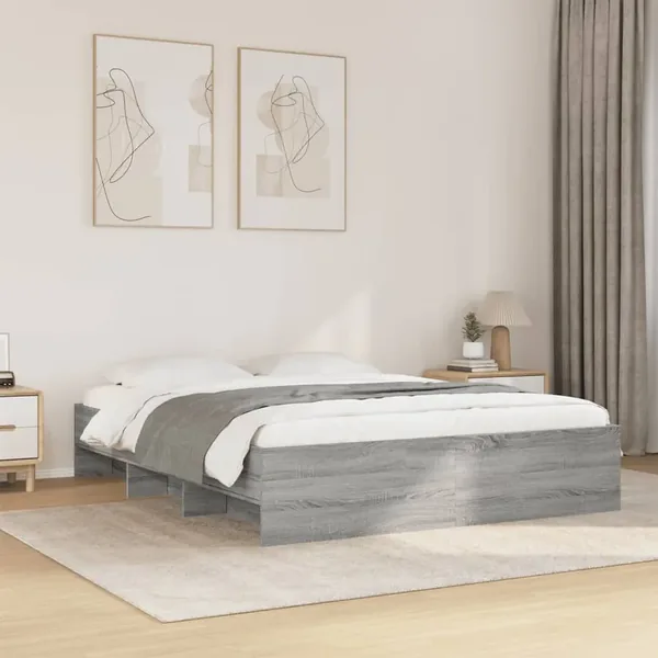 Cadre de lit sans matelas sonoma gris 160x200cm bois ingénierie