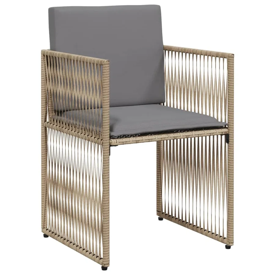 Ensemble à manger de jardin et coussins 7 pcs beige poly rotin - 5
