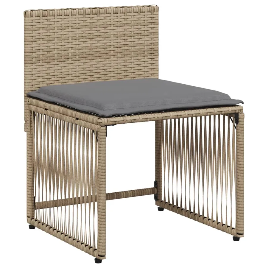 Ensemble à manger de jardin et coussins 7 pcs beige poly rotin - 6