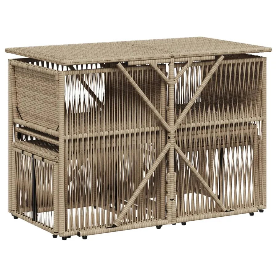 Ensemble à manger de jardin et coussins 7 pcs beige poly rotin - 7