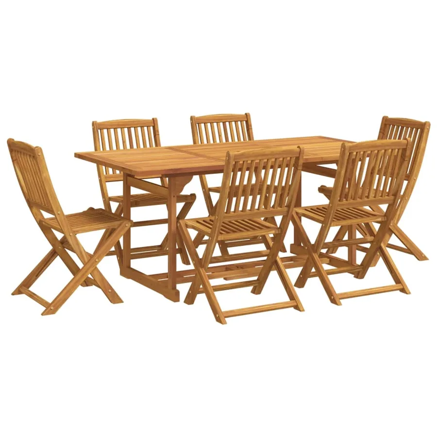 Ensemble à manger de jardin 7 pcs bois massif d'acacia - 2