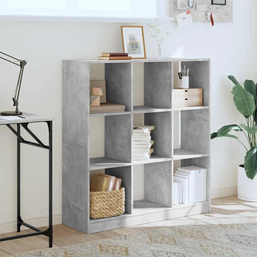 Bibliothèque gris béton 102x32x108 cm bois d'ingénierie - 3