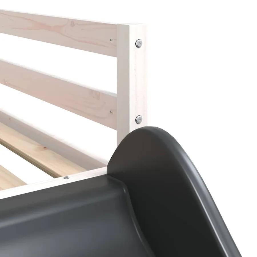Lit superposé sans matelas avec toboggan blanc noir 90x200 cm - 12