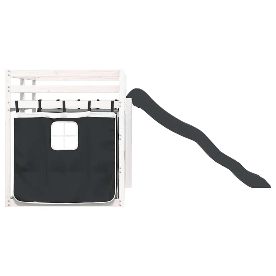 Lit superposé sans matelas avec toboggan blanc noir 90x200 cm - 9