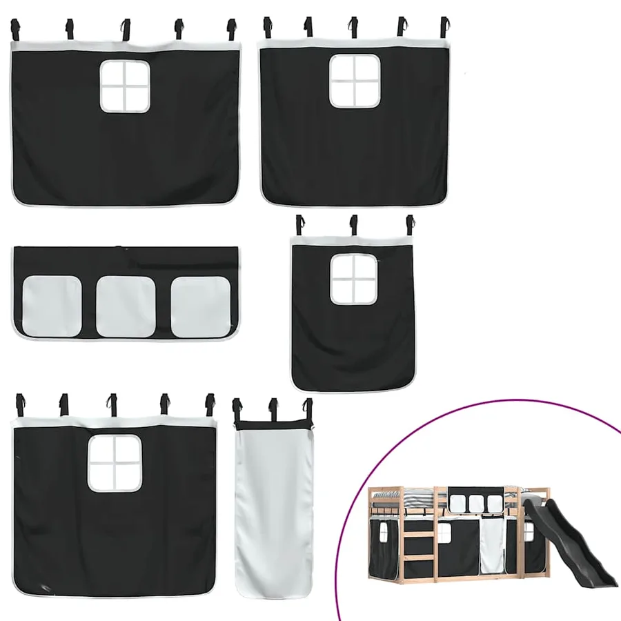 Lit superposé sans matelas avec toboggan blanc noir 90x190 cm - 5