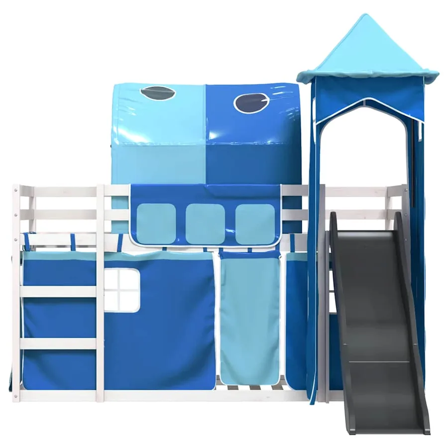 Lit superposé sans matelas avec toboggan et rideaux 90x200 cm - 7