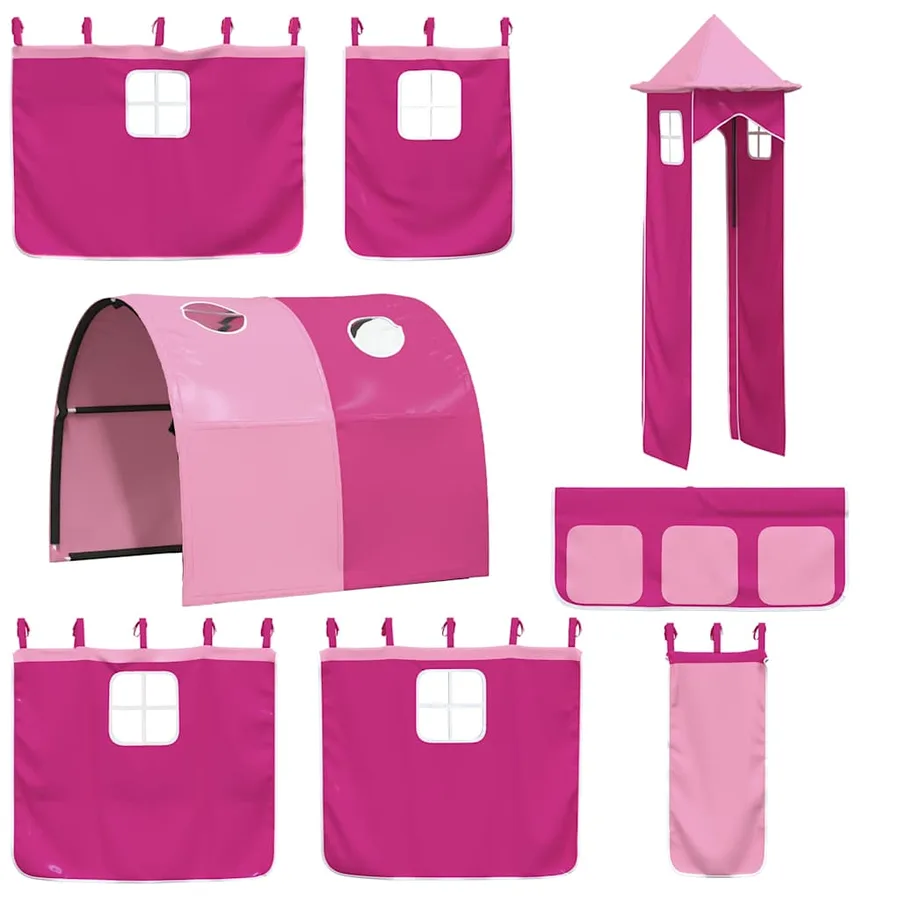 Lit superposé sans matelas avec toboggan et rideaux 90x190 cm - 6