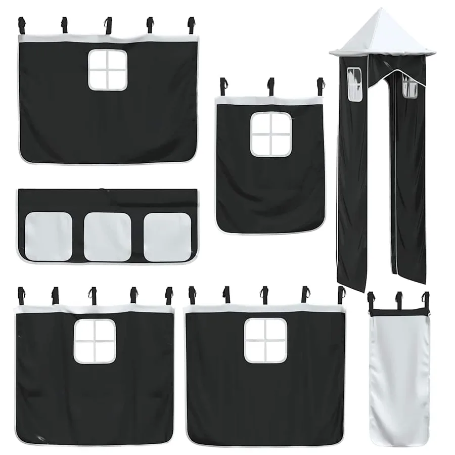 Lit superposé sans matelas avec toboggan blanc noir 90x190 cm - 6