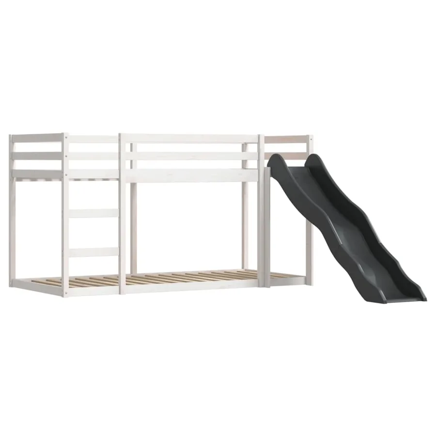 Lit superposé sans matelas avec toboggan et rideaux 90x200 cm - 8