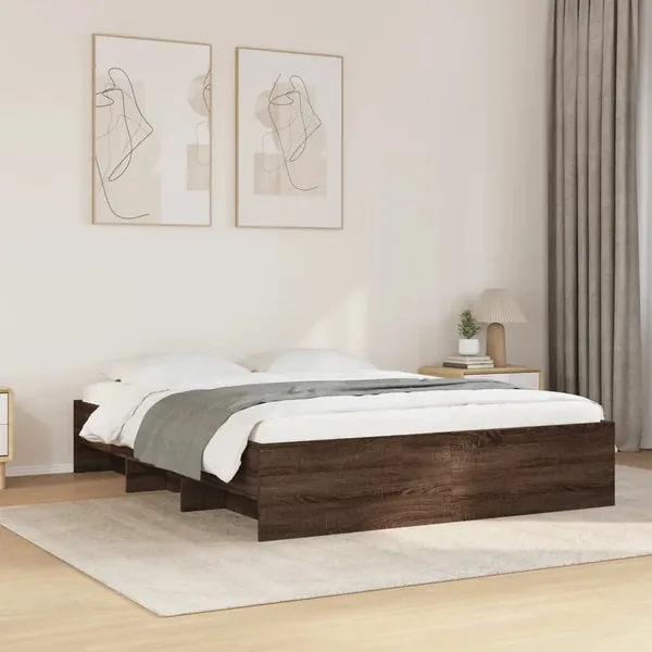 Cadre de lit sans matelas chêne marron 150x200 cm