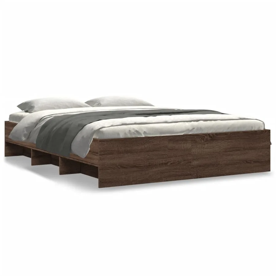 Cadre de lit sans matelas chêne marron 150x200 cm - 2