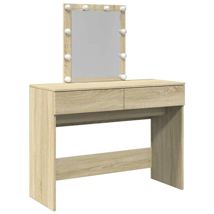 Coiffeuse avec LED chêne sonoma 100x40x130 cm - 2