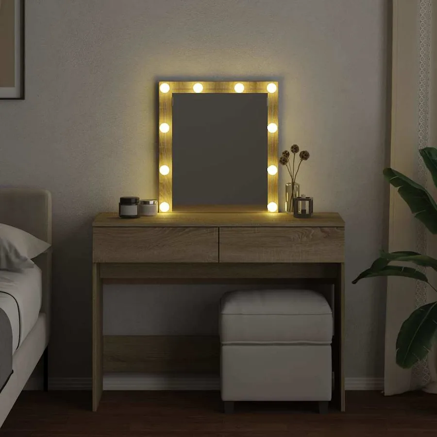 Coiffeuse avec LED chêne sonoma 100x40x130 cm - 3