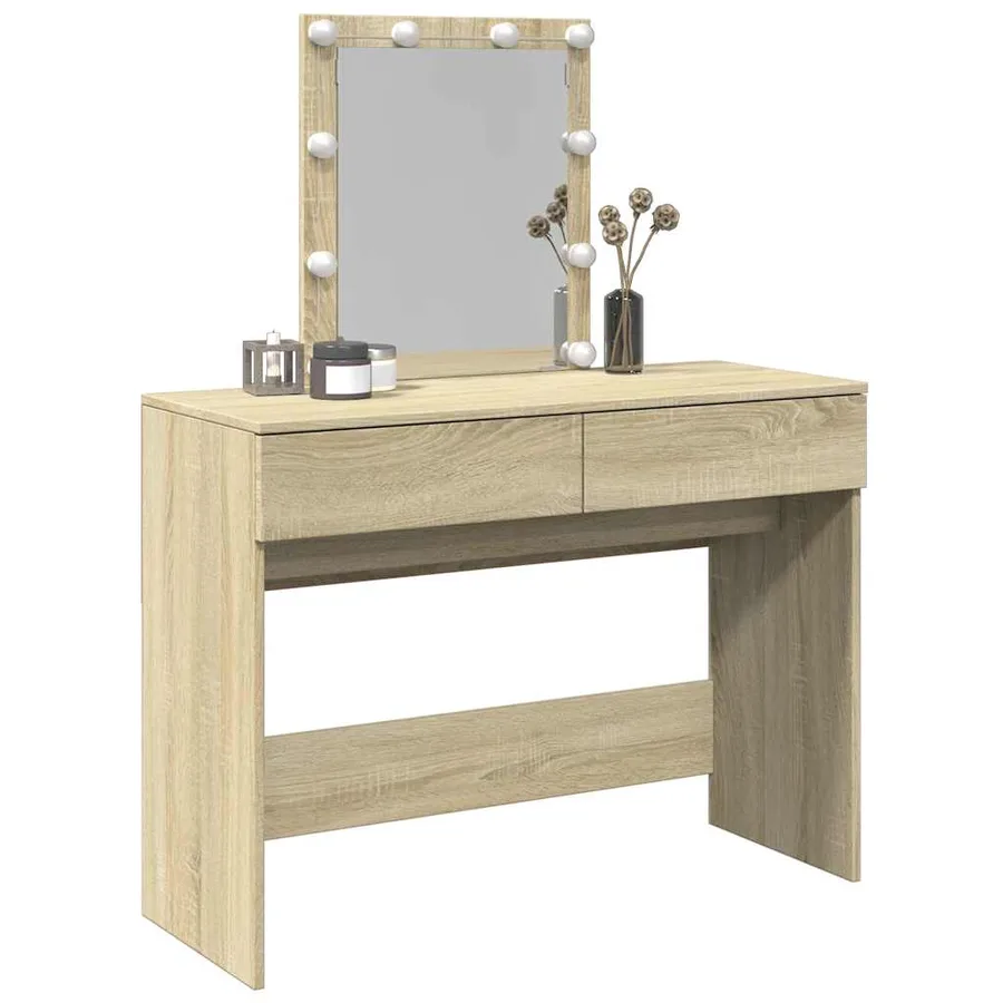 Coiffeuse avec LED chêne sonoma 100x40x130 cm - 4