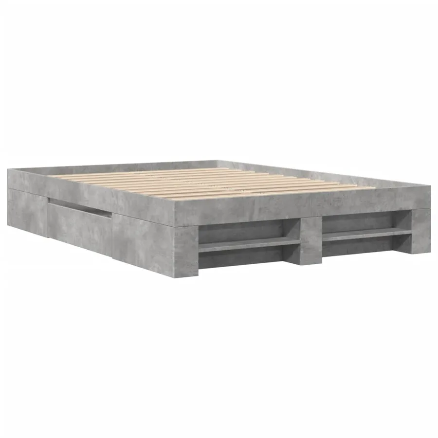 Cadre de lit sans matelas gris béton 120x190 cm bois ingénierie - 3