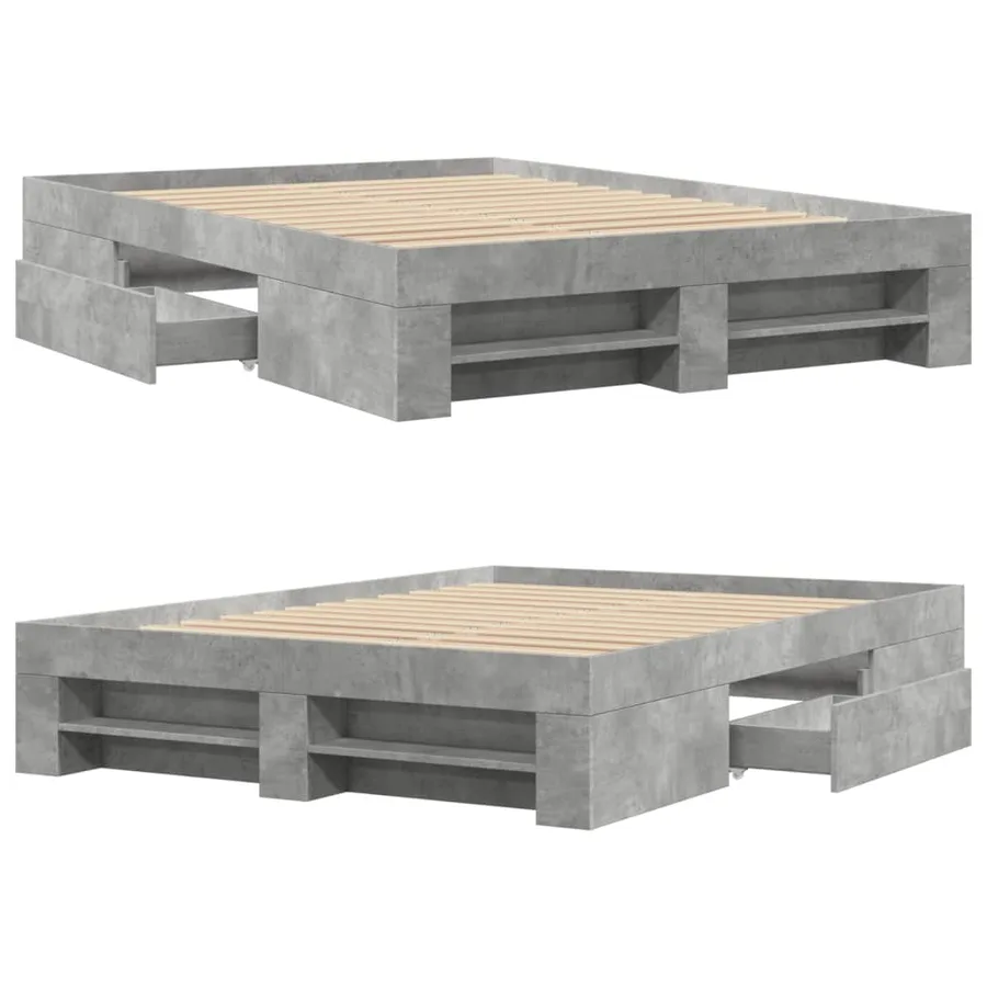 Cadre de lit sans matelas gris béton 120x190 cm bois ingénierie - 8