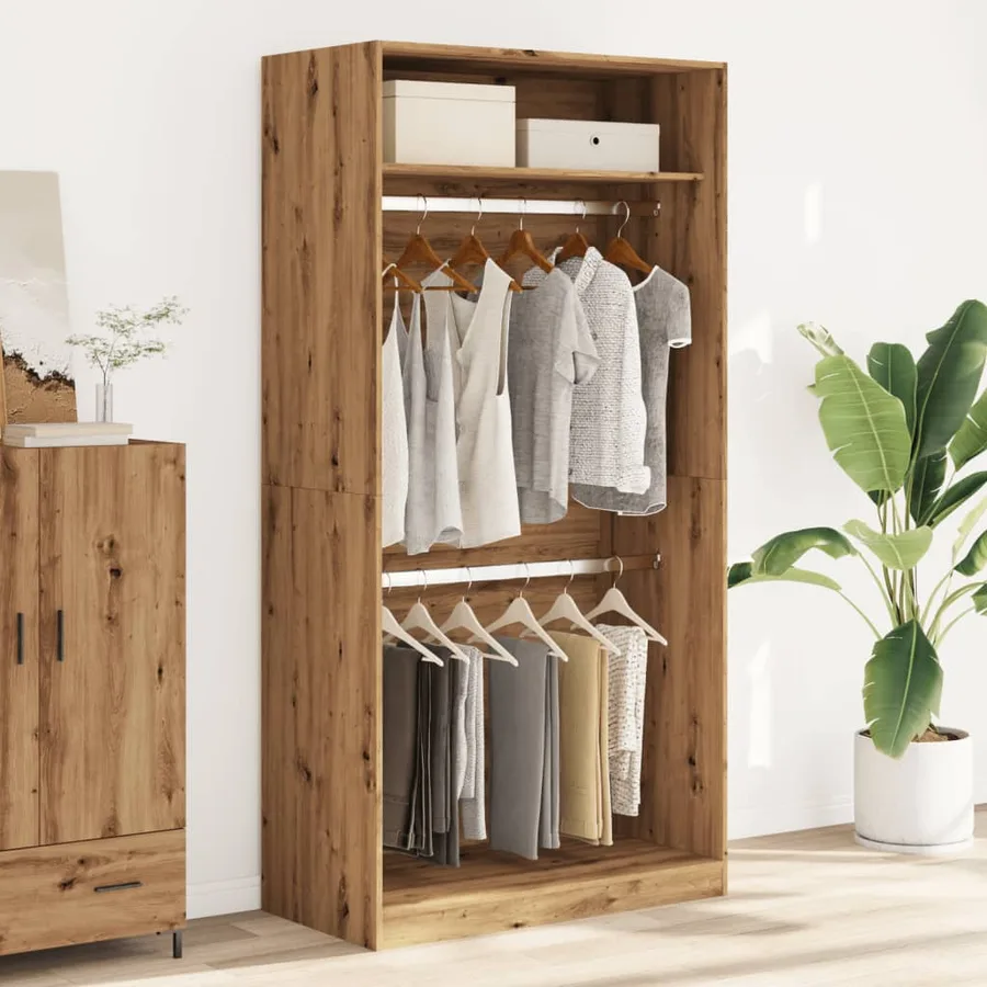 Garde-robe chêne artisanal 100x50x200 cm bois d'ingénierie - 3