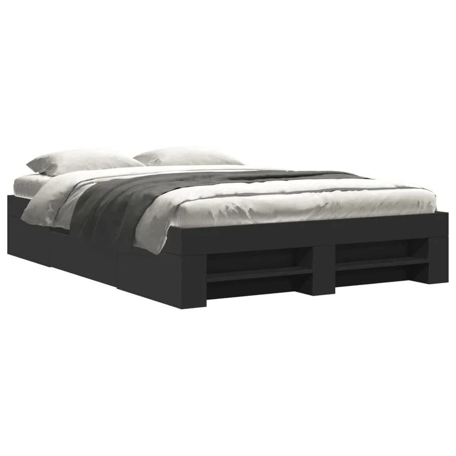 Cadre de lit sans matelas noir 120x190 cm bois d'ingénierie - 2