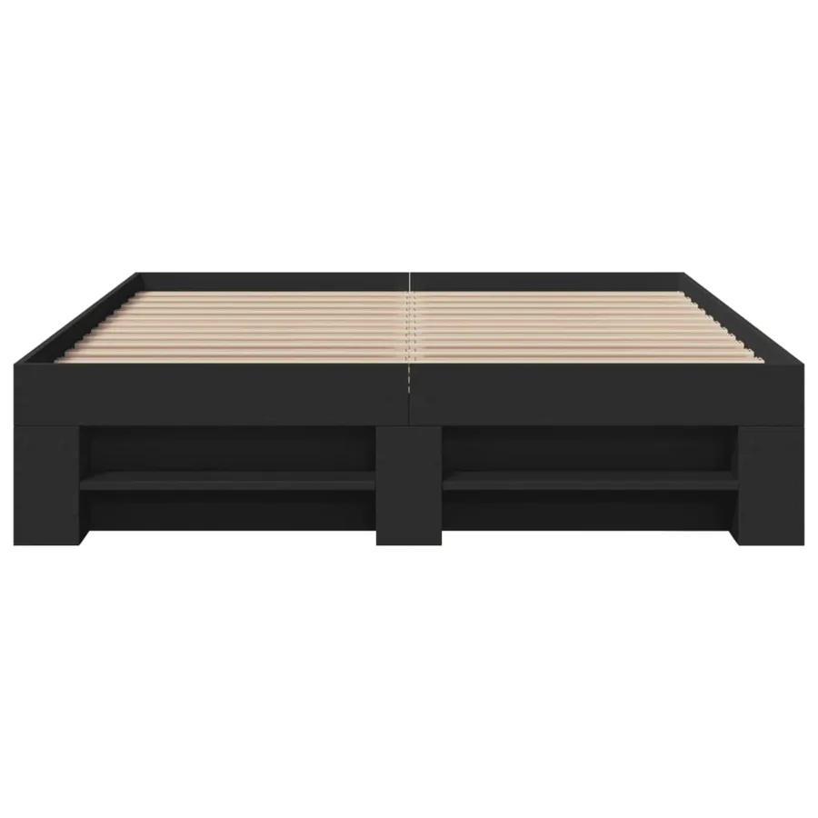 Cadre de lit sans matelas noir 120x190 cm bois d'ingénierie - 5