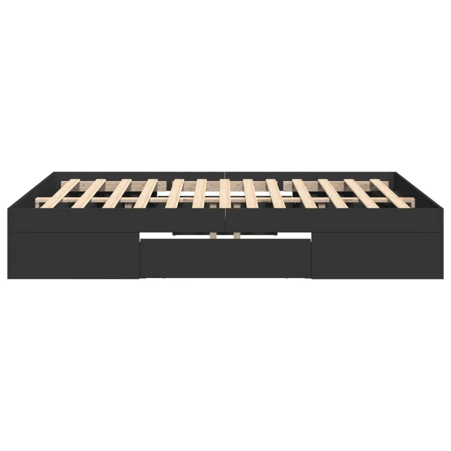 Cadre de lit sans matelas noir 120x190 cm bois d'ingénierie - 6