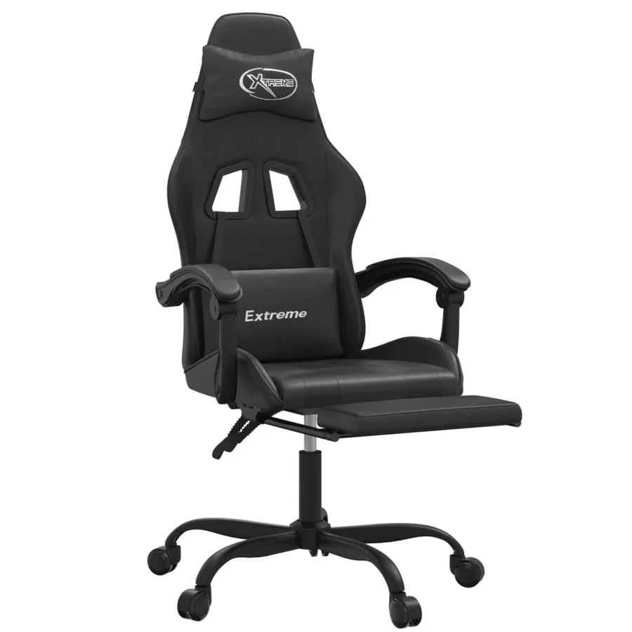 Chaise de jeu avec repose-pied Noir Similicuir - 6