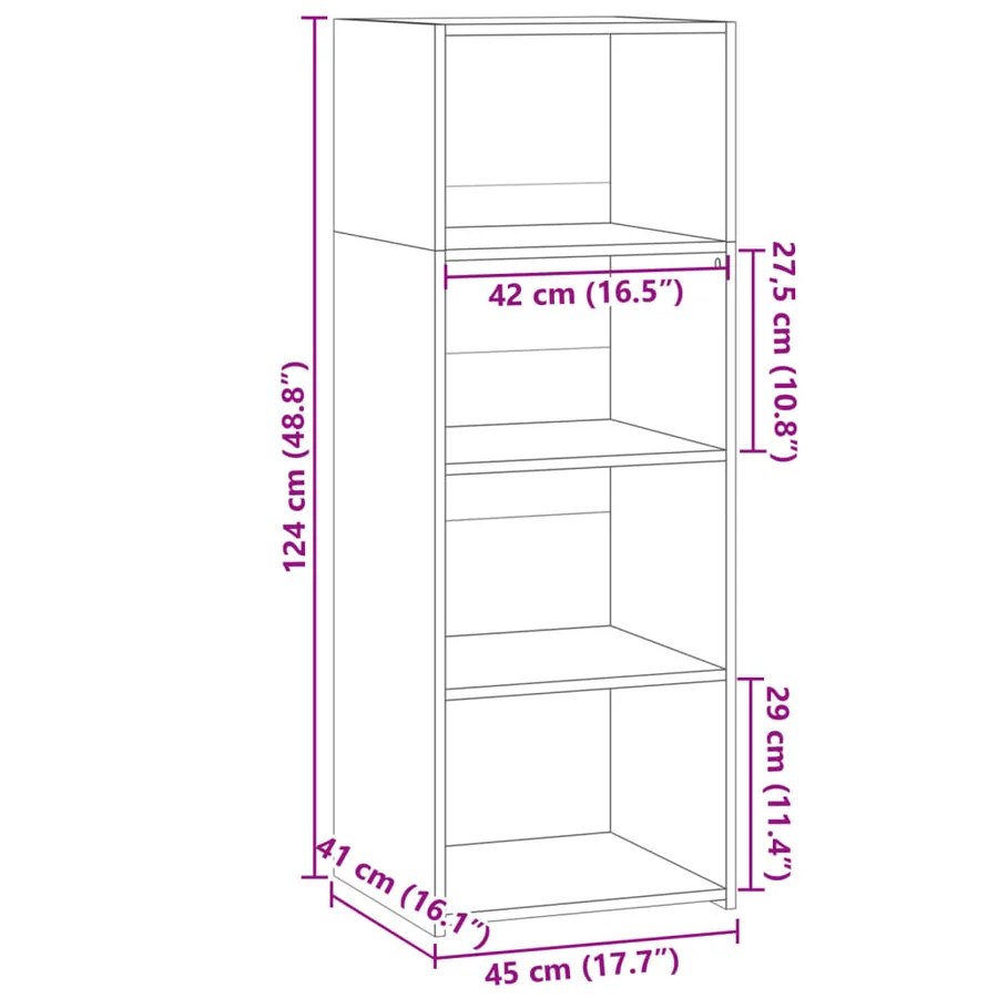 Buffet haut blanc 45x41x124 cm bois d'ingénierie - 9