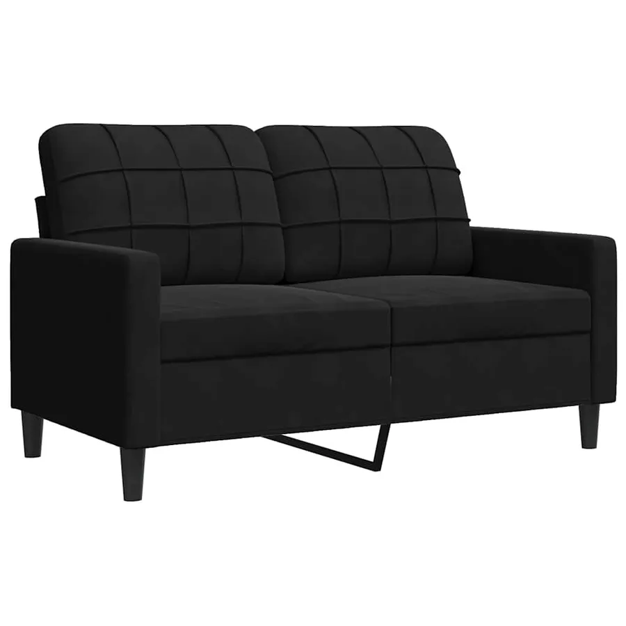 Ensemble de canapés 3pcs et coussins et traversins noir velours - 5