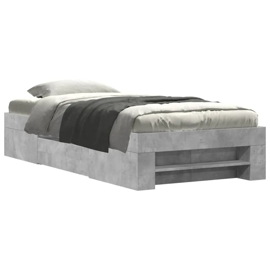 Cadre de lit sans matelas gris béton 90x190cm bois d'ingénierie - 2