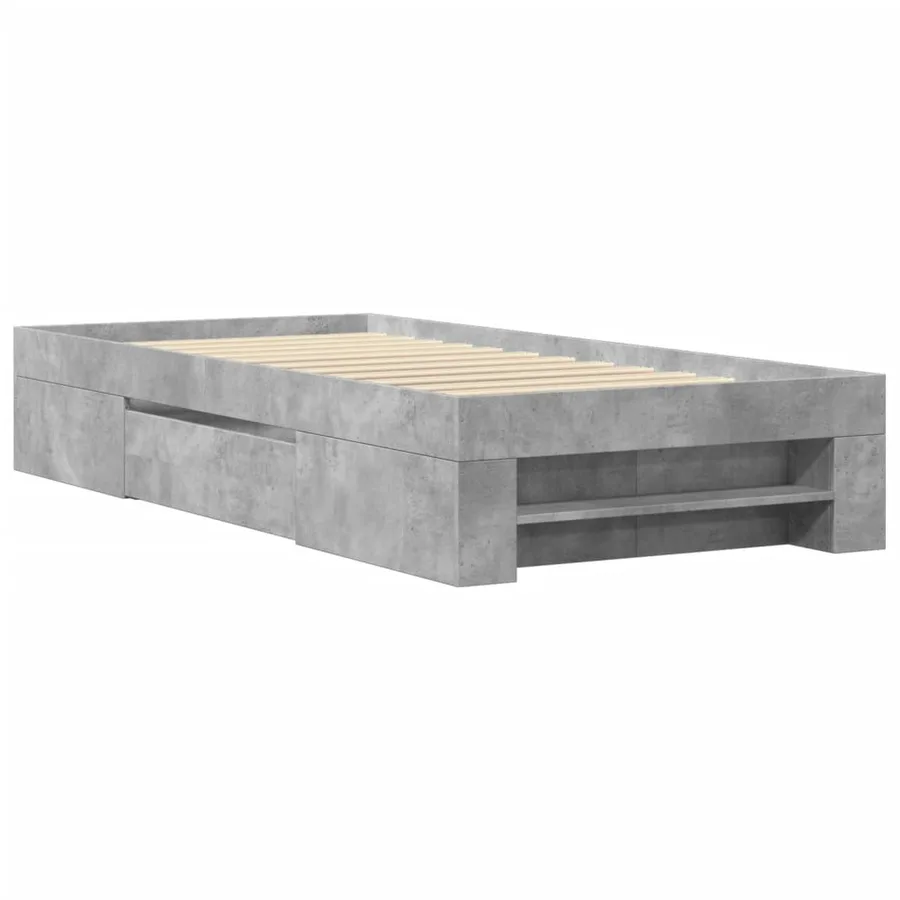 Cadre de lit sans matelas gris béton 90x190cm bois d'ingénierie - 3