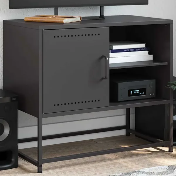 Meuble TV noir 68x39x60,5 cm acier