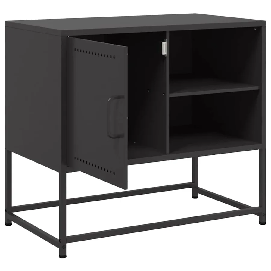 Meuble TV noir 68x39x60,5 cm acier - 10
