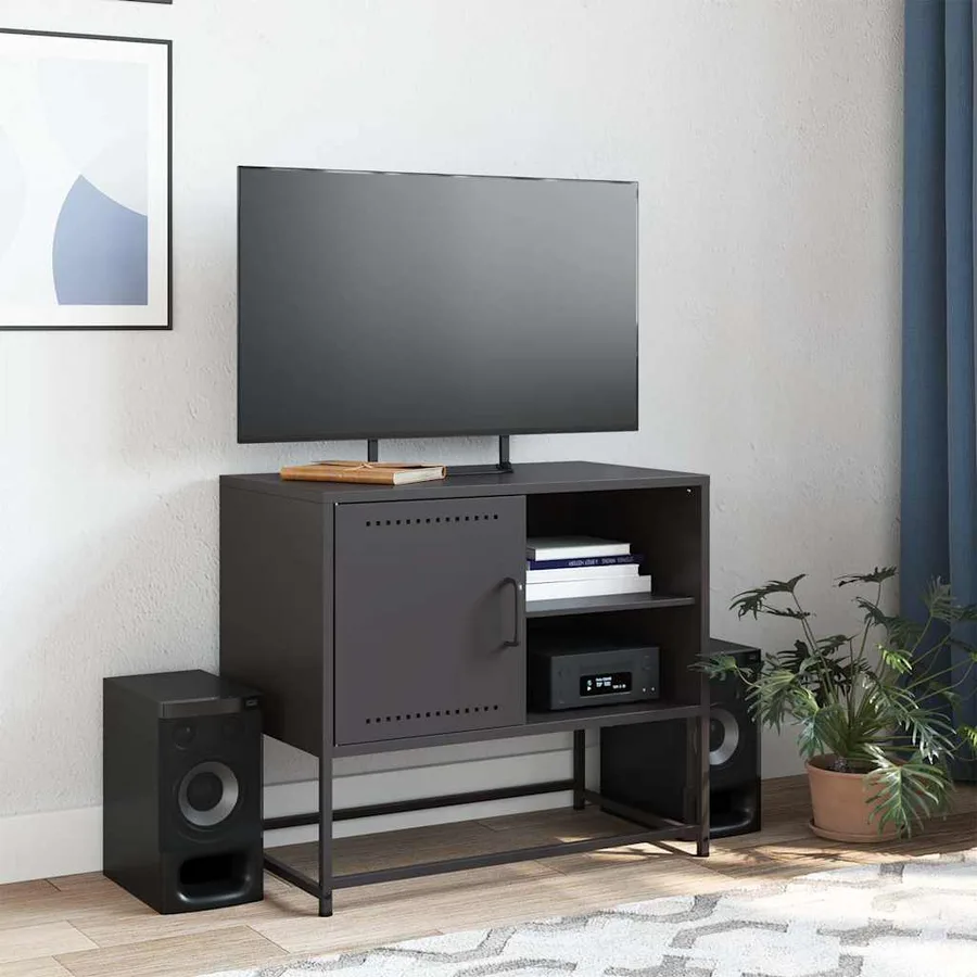 Meuble TV noir 68x39x60,5 cm acier - 3
