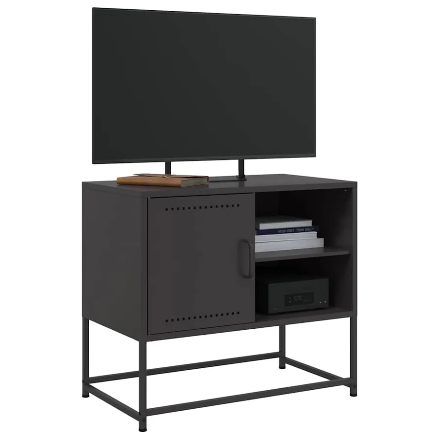 Meuble TV noir 68x39x60,5 cm acier - 5