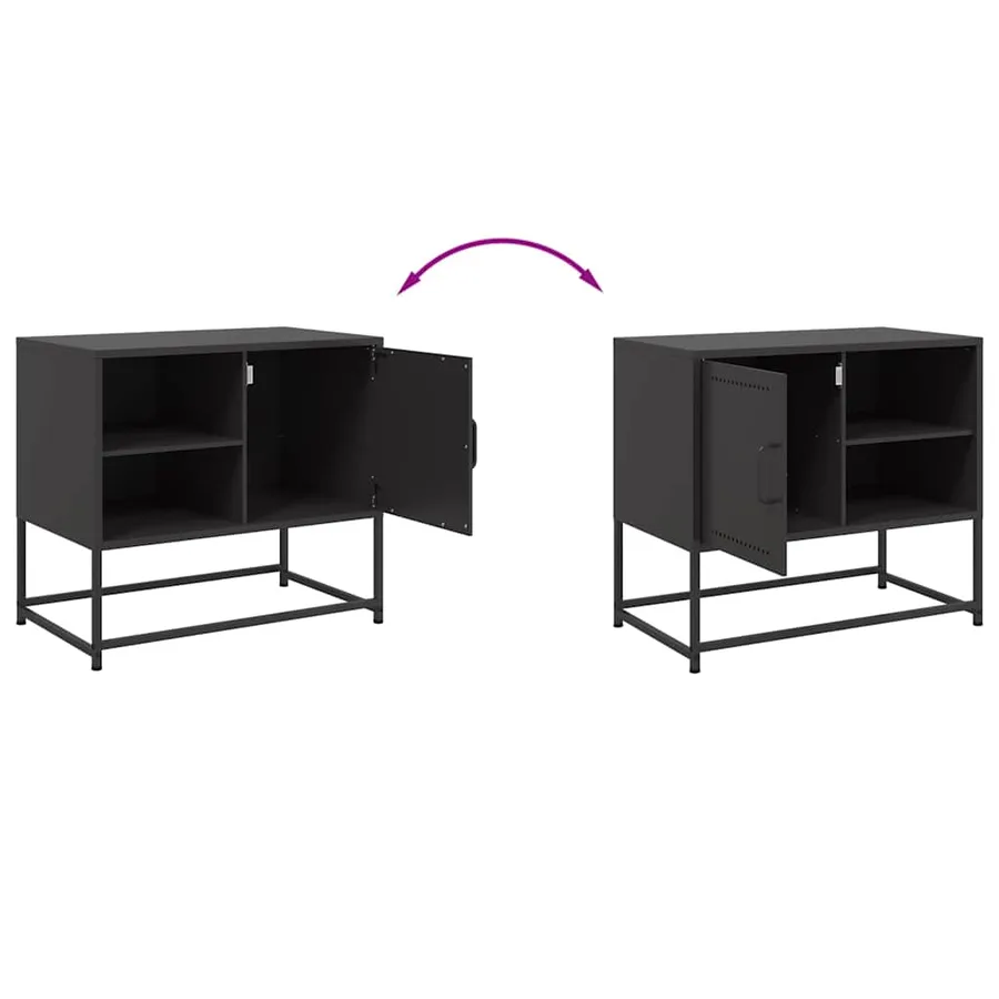 Meuble TV noir 68x39x60,5 cm acier - 9