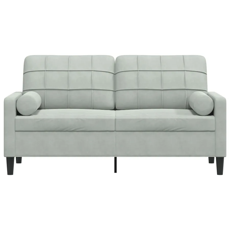 Canapé 2 places avec oreillers gris clair 140 cm velours - 3