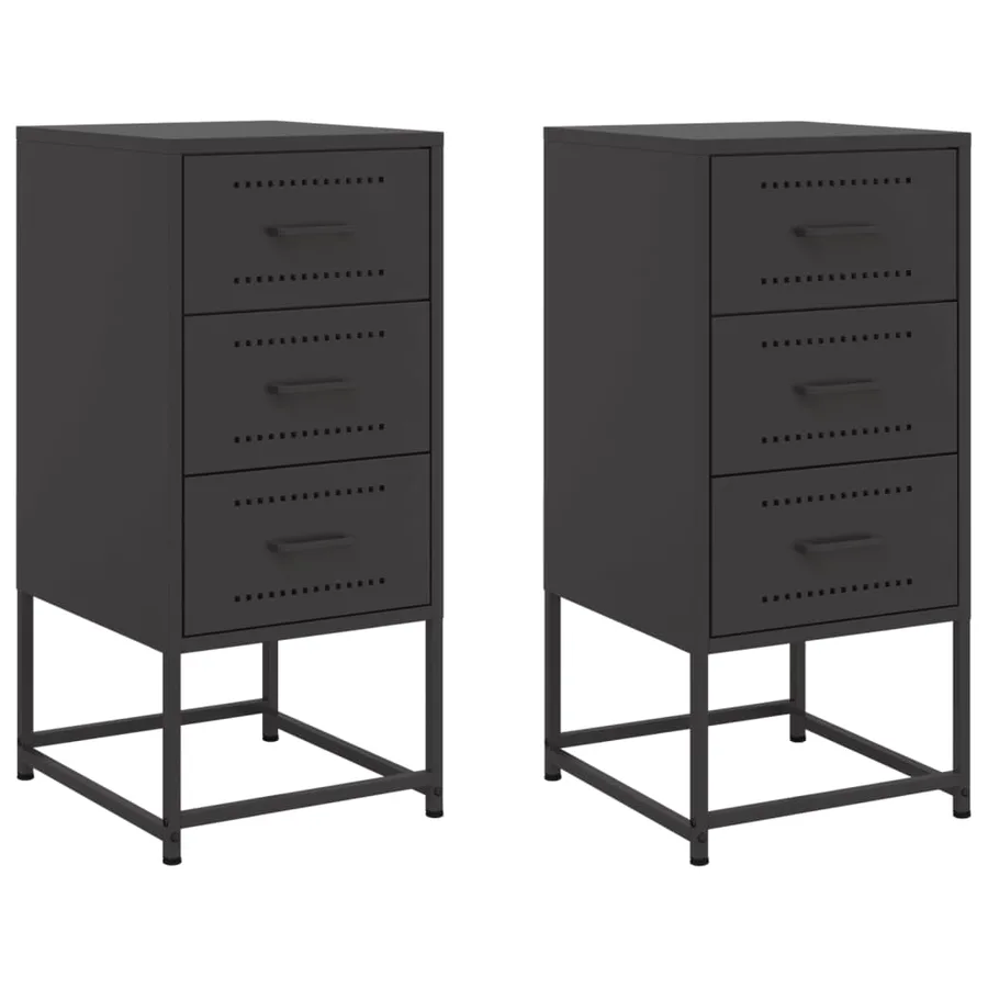 Tables de chevet 2 pcs noir 36x39x78 cm acier - 2