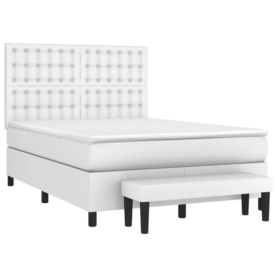 Sommier à lattes de lit avec matelas Blanc 140x200cm Similicuir - 3