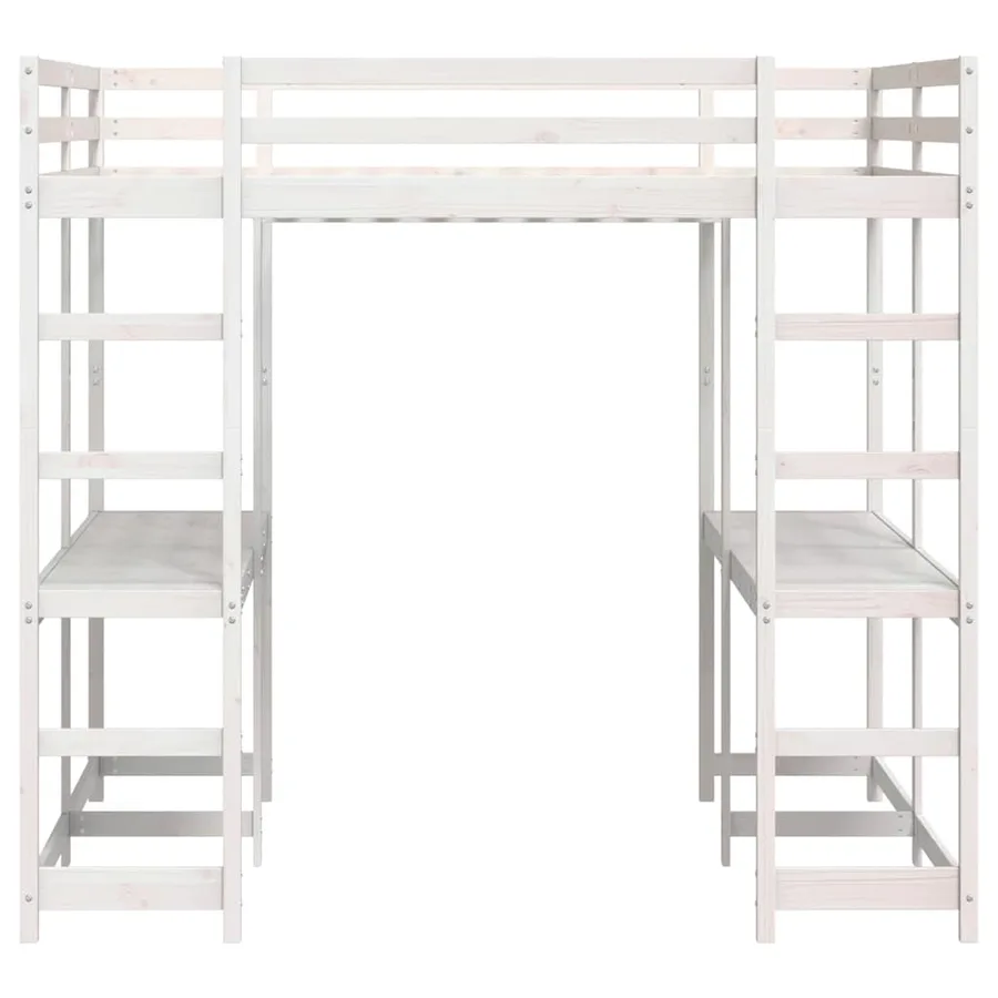 Lit superposé et bureau et échelle 140x200cm bois de pin massif - 5
