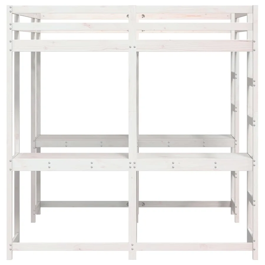 Lit superposé et bureau et échelle 140x200cm bois de pin massif - 6