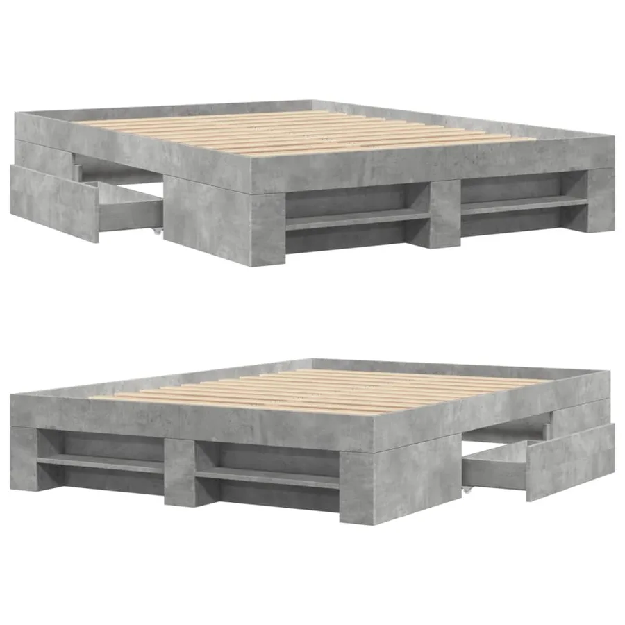 Cadre de lit sans matelas gris béton 135x190 cm bois ingénierie - 8