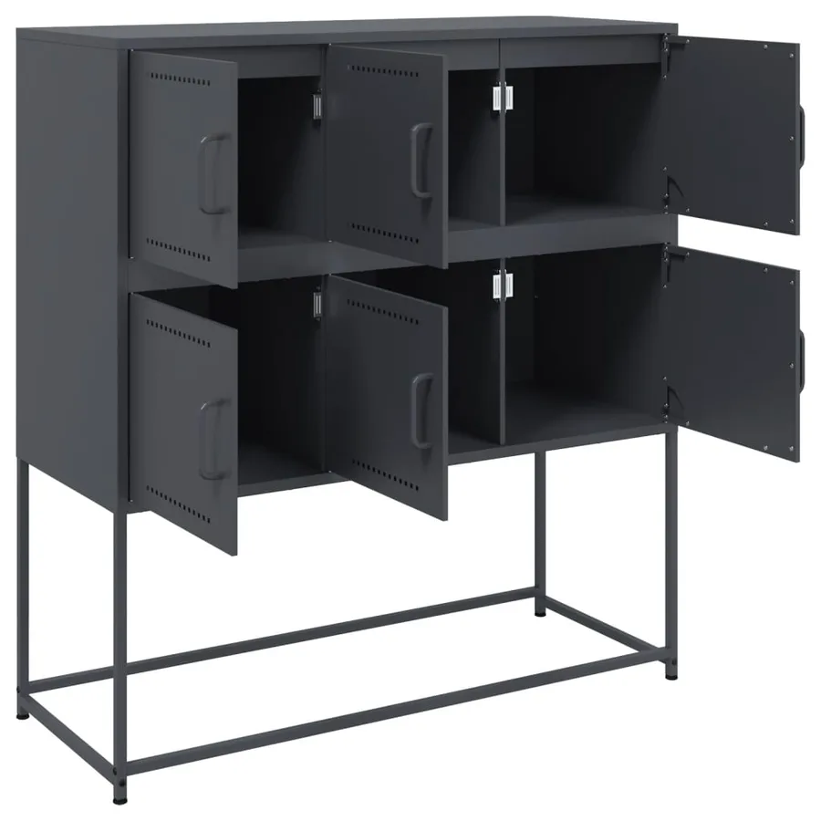 Buffet anthracite 100,5x39x107 cm acier - 10