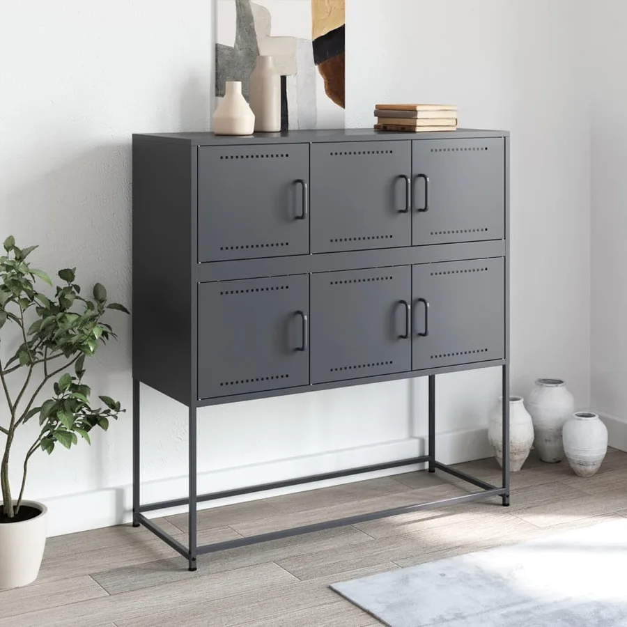Buffet anthracite 100,5x39x107 cm acier - 3