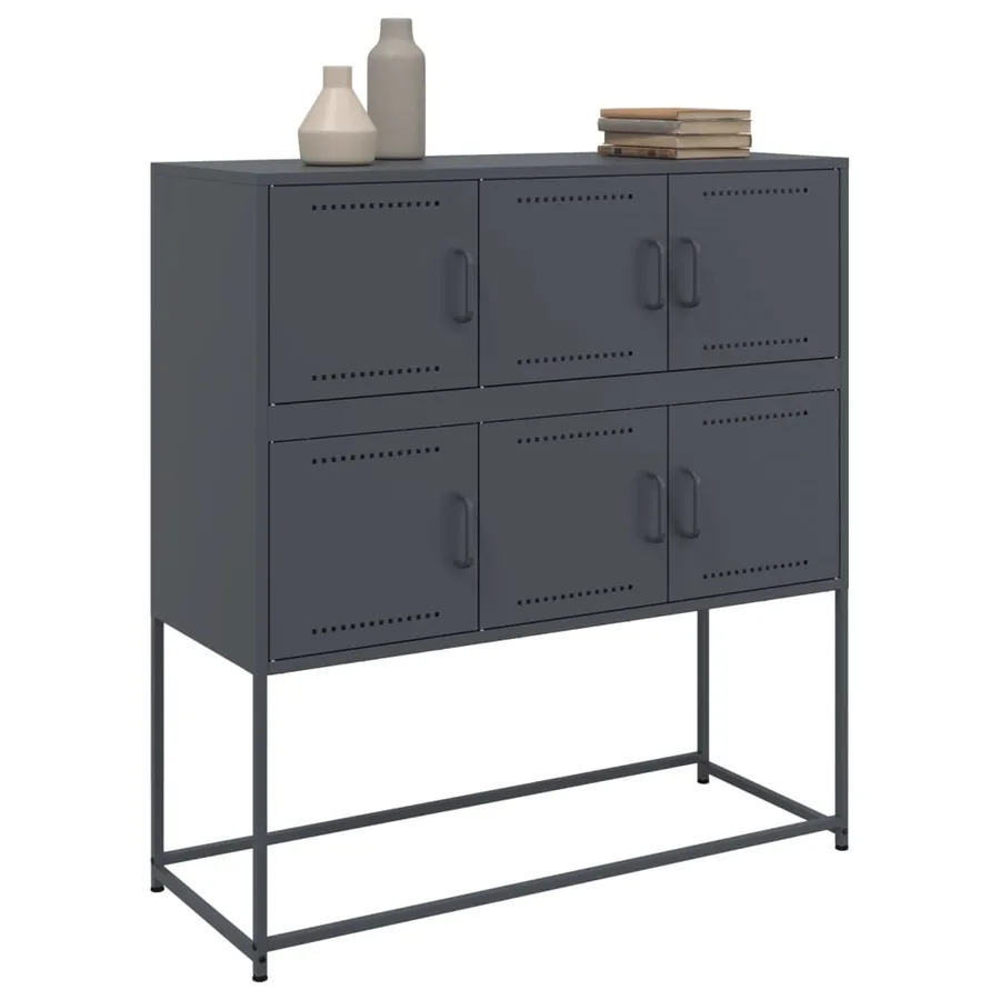 Buffet anthracite 100,5x39x107 cm acier - 4