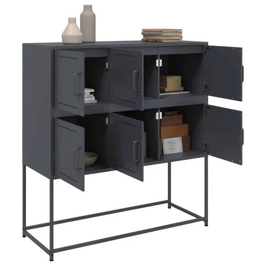Buffet anthracite 100,5x39x107 cm acier - 5