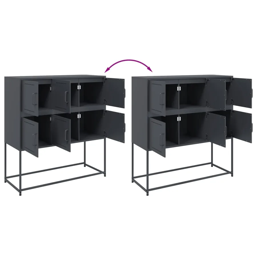 Buffet anthracite 100,5x39x107 cm acier - 9