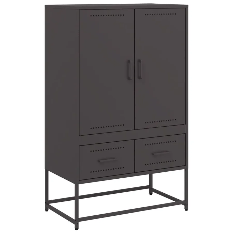 Buffet haut noir 68x39x111,5 cm acier - 2