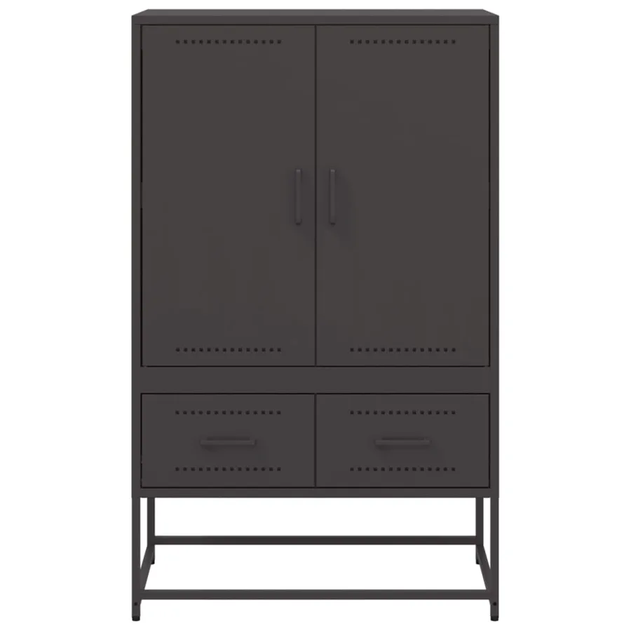 Buffet haut noir 68x39x111,5 cm acier - 5