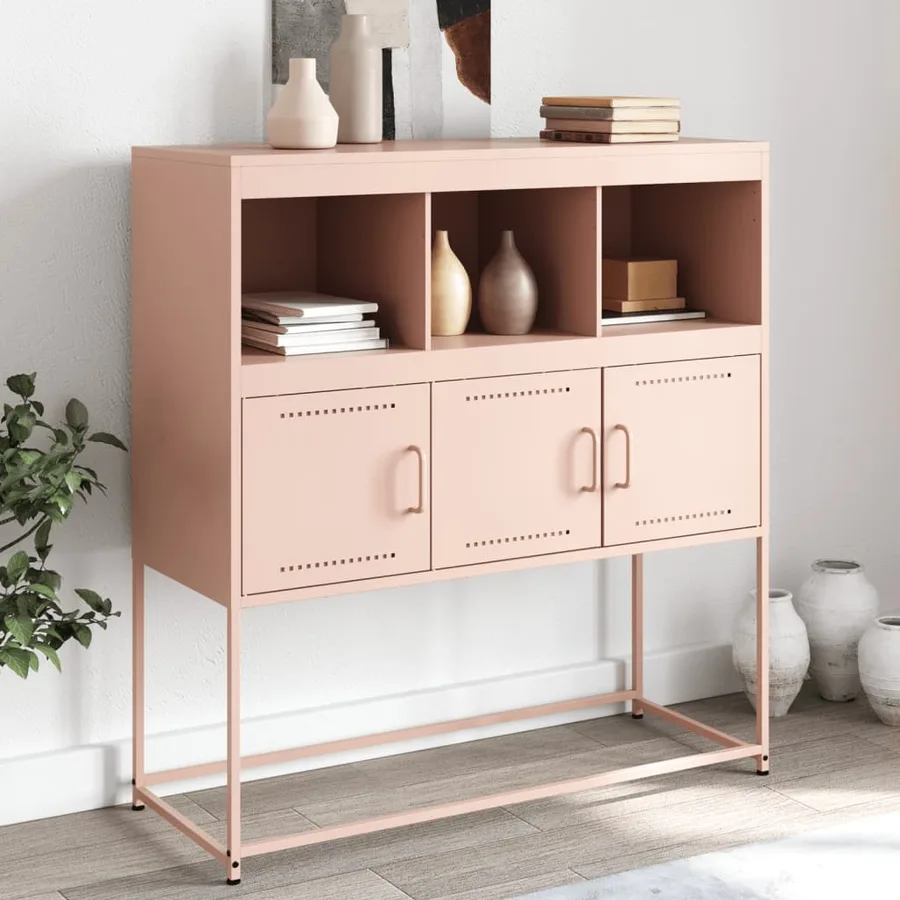 Buffet rose 100,5x39x107 cm acier - 3