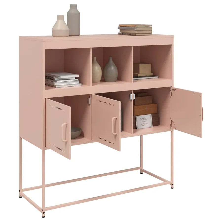 Buffet rose 100,5x39x107 cm acier - 5