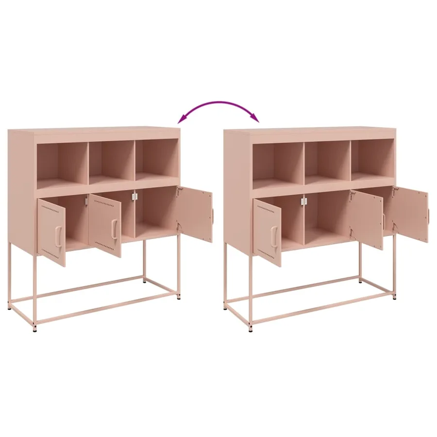 Buffet rose 100,5x39x107 cm acier - 9